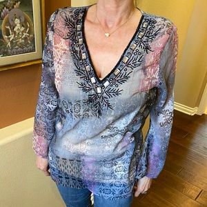 Raviya Sheer Colorful Tunic, size L